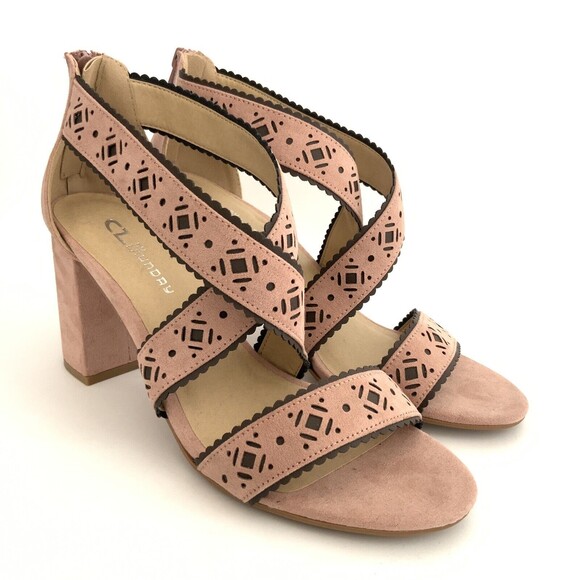 New CL by Chinese Laundry Perforated Open-toe Sandals Pink 10 - Picture 11 of 11